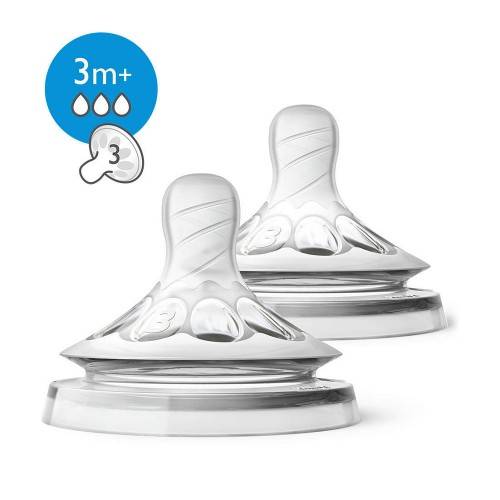 Philips Avent Natural Silicone Teat 3M+ Medium Flow x2