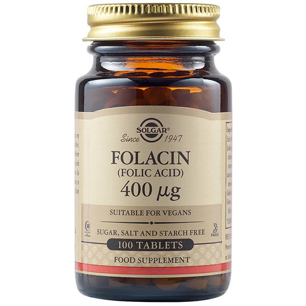 Solgar Folacin (Folic Acid) 400Mg For Heart Health & Prenatal Support 100 Tablets