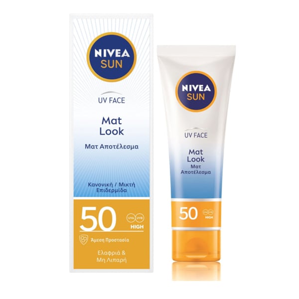 Nivea Sun Uv Face Cream Care Mat Look Spf50 Face Sunscreen For Matte Effect Ideal For Normal Skin 50Ml