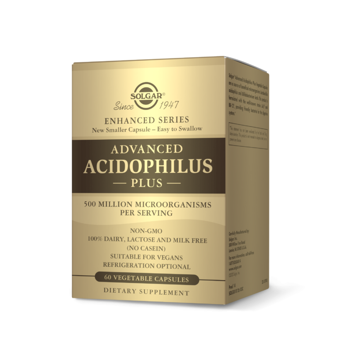 Solgar Advanced Acidophilus Plus Probiotic Formula Suitable For Irritable Bowel Syndrome 60 Capsules