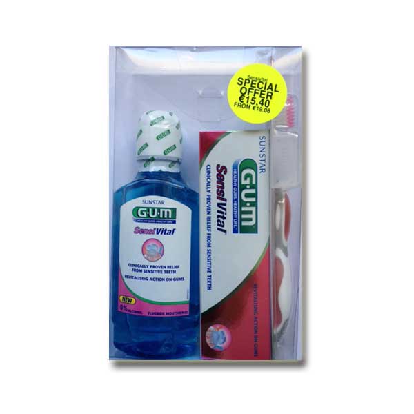 Gum Set Sensivital With Sensivital Toothpaste 75Ml & Sensivital Rinse 300Ml & Sensivital Toothbrush Ultra Soft