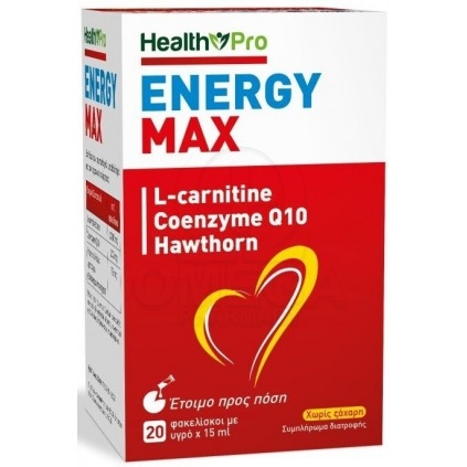 Health Pro Energy Max L-Carnitine, Coenzyme Q10 & Hawthorn 20 X 15Ml Sachets