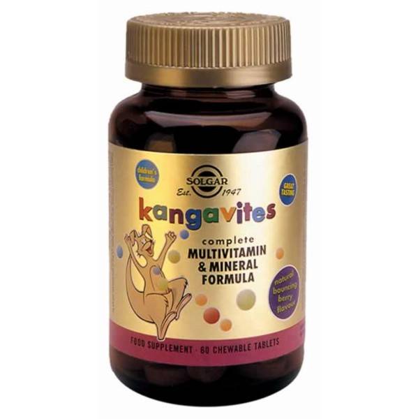 Solgar Kangavites Multivitamin & Mineral Formula For Kids 3+Plus 60 Chewable Tablets With Berry Flavor
