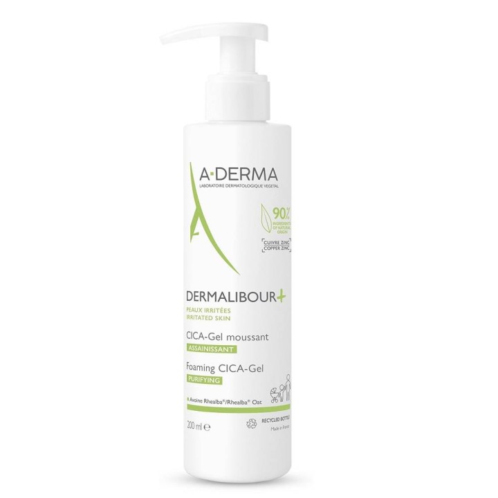 A-DERMA DERMALIBOUR CICA GEL MOUSSANT FOAMING GEL FOR IRRITATED SKIN 200ml