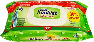 Wet Hankies Antibacterial Lemon Wet 30% Off 070, Wipes, 72
