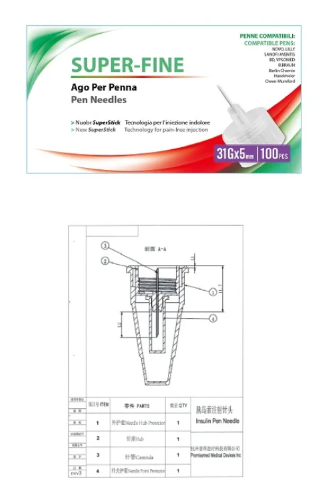 Superfine Insulin Needle Superstick Technology 5Mm 100Pcs 31Gr