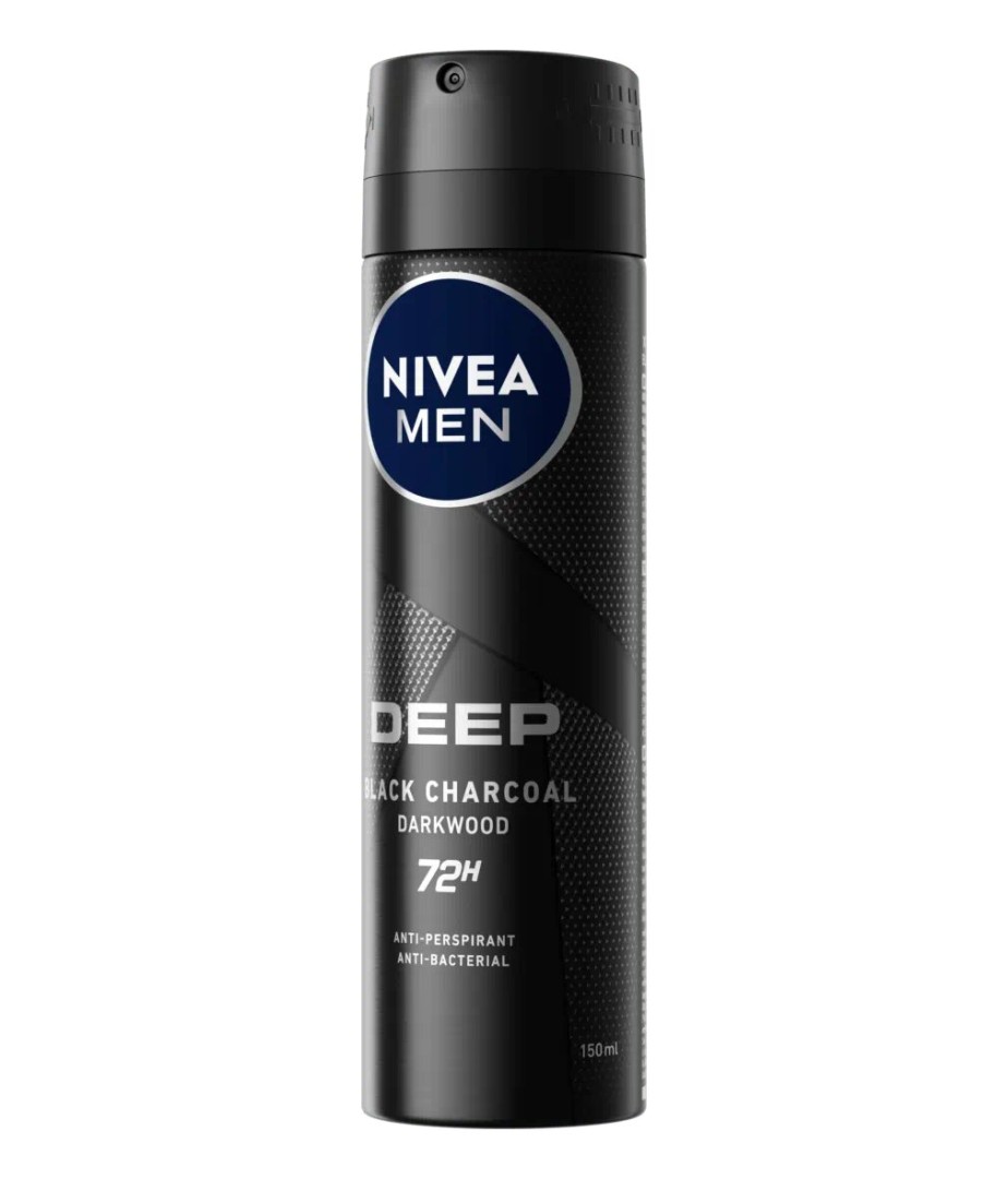 Nivea Men 80027 Deep Black Carbon Dry & Clean Feel 72H Body Deodorant Spray 150Ml