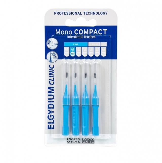 Elgydium Clinic Mono Compact Blue 0.8 Interdental Brushes 4 Pieces