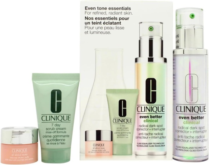 Clinique Even Tone Essentials Set Even Better Clinical Radical Dark Spot Corrector + Interrupter, 50Ml All About Eyes, 5Ml Clinique Smart Broad Spectrum Spf 15 Moisturizer,15Ml