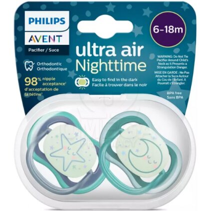 Philips Avent Scf376 13 Ultra Air Nighttime Soothers Boy 6 18M 2Pcs