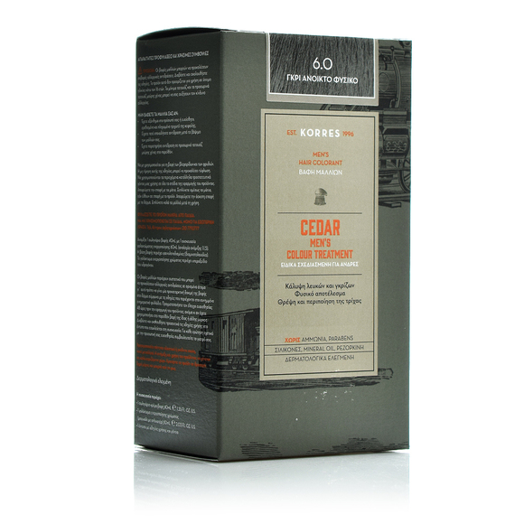 Korres Cedar Men Hair Dye 6.0 Gray Light Natural 40ml
