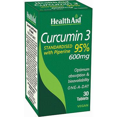 Health Aid Curcumin 3 600Mg With Piperine Powerfull Antioxidant 30 Tablets