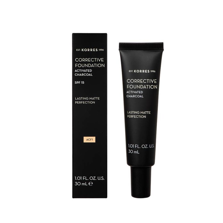 Korres Corrective Cover Foundation With Activated Charcoal Spf15 Acf1 30Ml