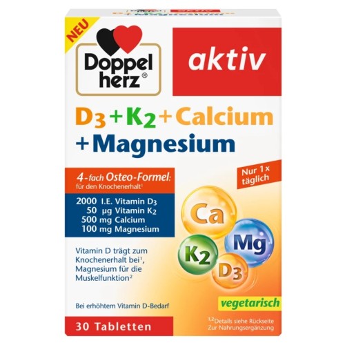 Doppel Herz Aktiv D3 + K2 + Calcium + Magnesium 30 Tablets