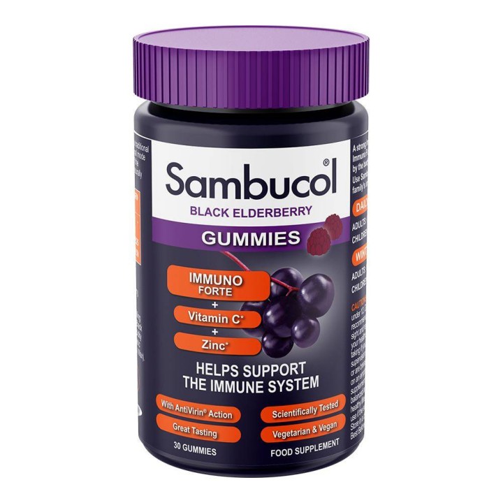 Sambucol Immuno Forte Immune System Support 30 Black Elderberry Chewable Gummies