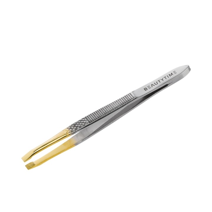 Beautytime 125 Flat Tweezgold Plated Tips Tweezer