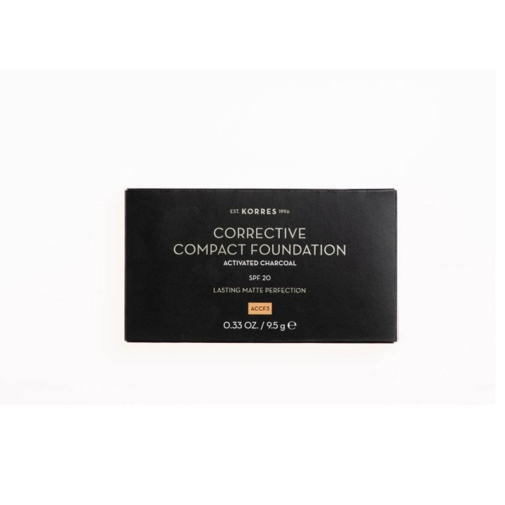 Korres Corrective Compact Cover Foundation With Activated Charcoal Spf20 Accf3 9.5G