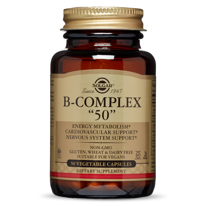 Solgar B-Complex 50 For Energy Metabolism Cardiovascular& Nervous System Support 50 Capsules