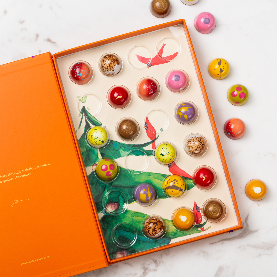 Box of 24 Chocolate Bonbons with Christmas Illustration