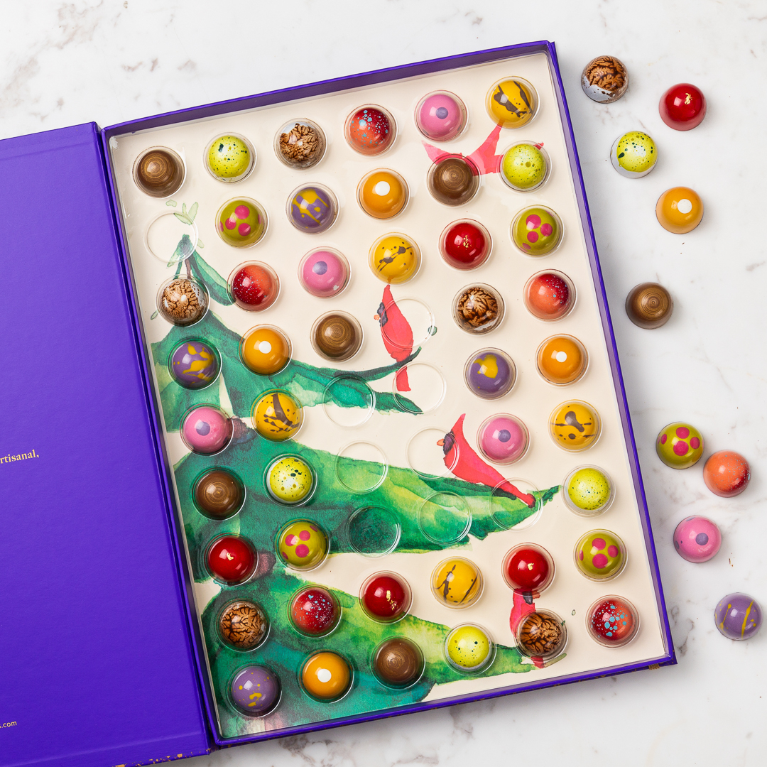 Box of 54 Chocolate Bonbons with Christmas Illustration
