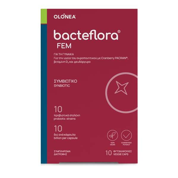 Holistic Med Bacteflora Fem Probiotics, Prebiotic, Cranberry Pacran For Health & Smooth Function Of Intestinal & Urinary System 10 Capsules