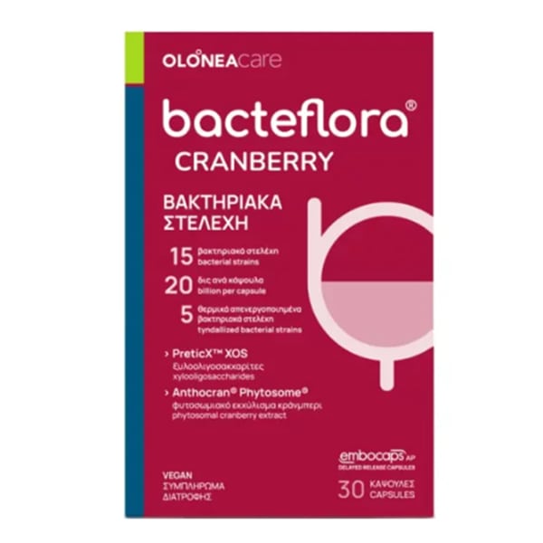 Holistic Med Bacteflora Fem Probiotics, Prebiotic, Cranberry Pacran For Health & Smooth Function Of Intestinal & Urinary System 30 Capsules