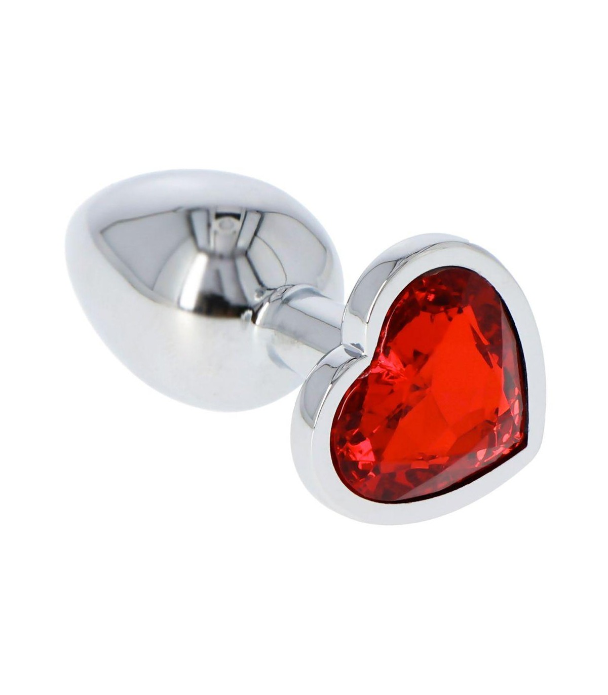 SMALL HEART SHAPED METAL PLUG WITH RED CRYSTAL