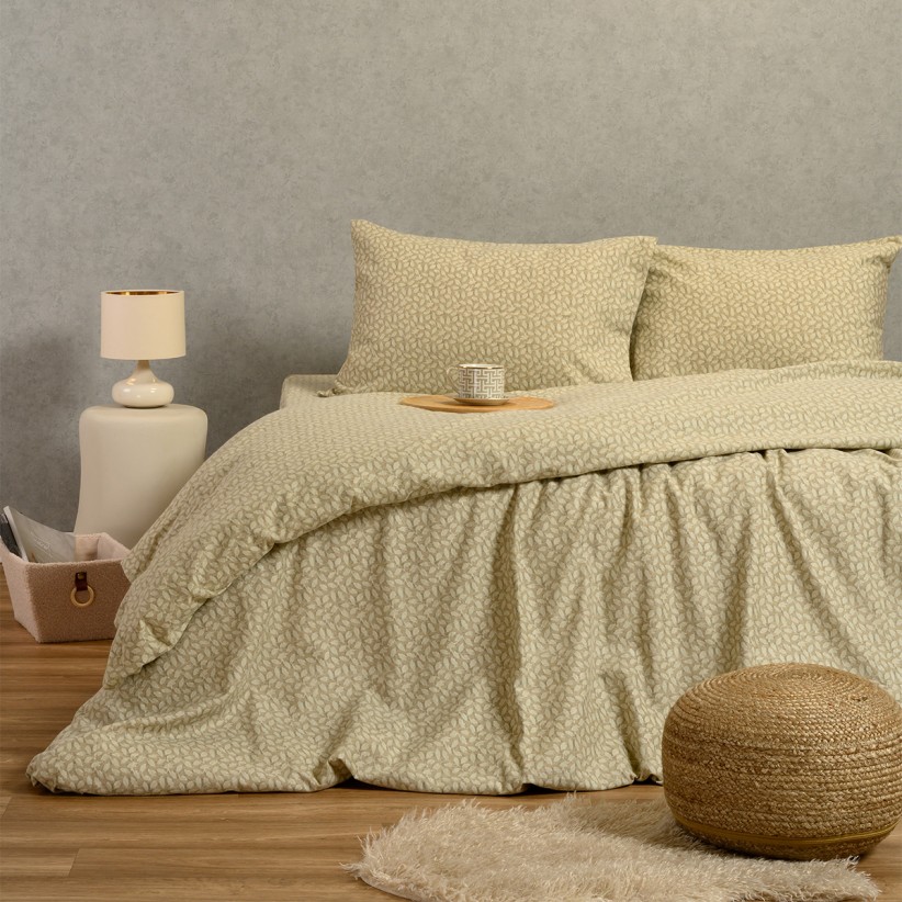 FLANNEL BED SHEET SET WITH 2 PILLOW CASES ELISE GREIGE