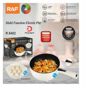 642N#RAF®R.5402 Non-stick electric multi-function pot with 2-layer steam rack 7L 1500W – White