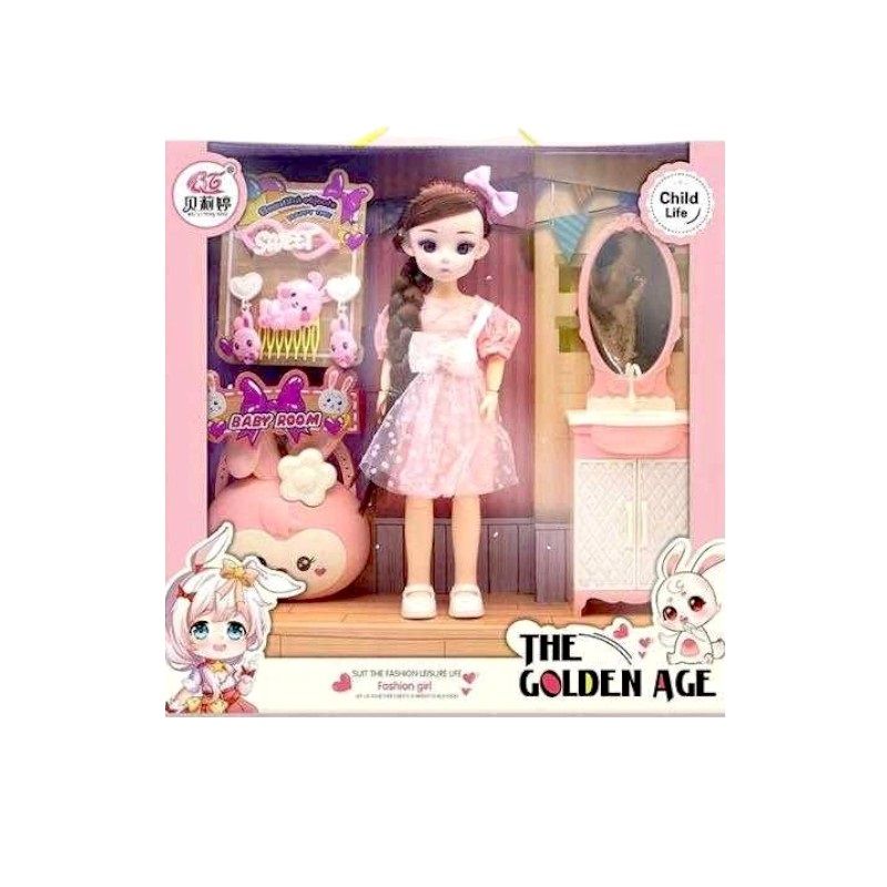 Doll set with beauty accessories (age 3y+)