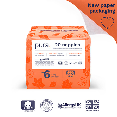 Pura Nappies, Size 6 (13kg +), pack of 20
