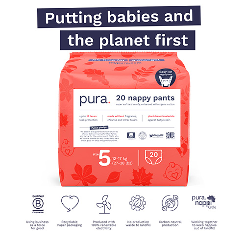 Pura Nappy Pants, Size 5 (12-17kg), pack of 20