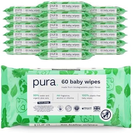 Pura Eco Baby Wipes, pack of 60