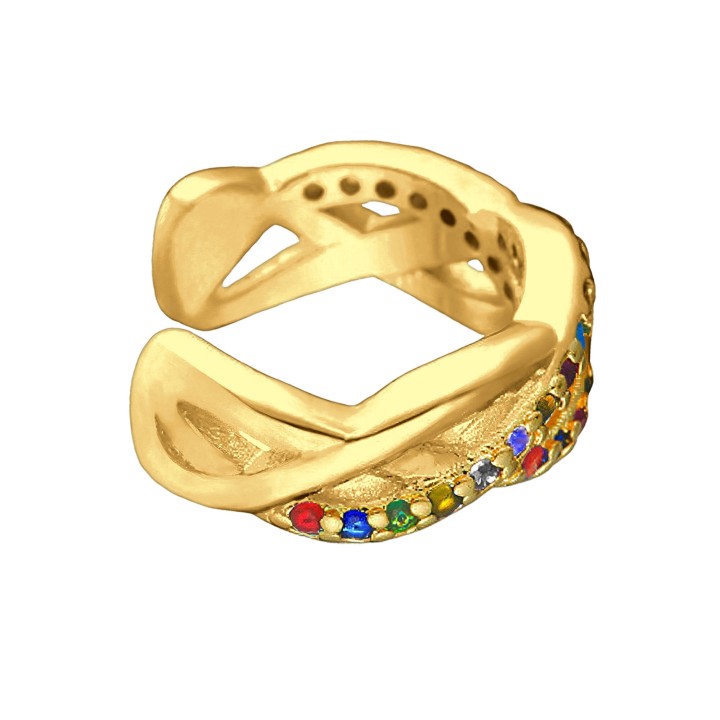 Helix No Piercing Jewelry Conch Clip-On Hoop Fake Piercing Jacket - Gold