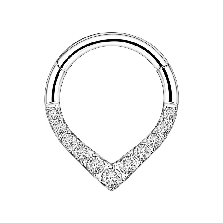 Piercing Daith Septum Hoop Jewelry Nose Clicker - Silver / 16G / 08 mm