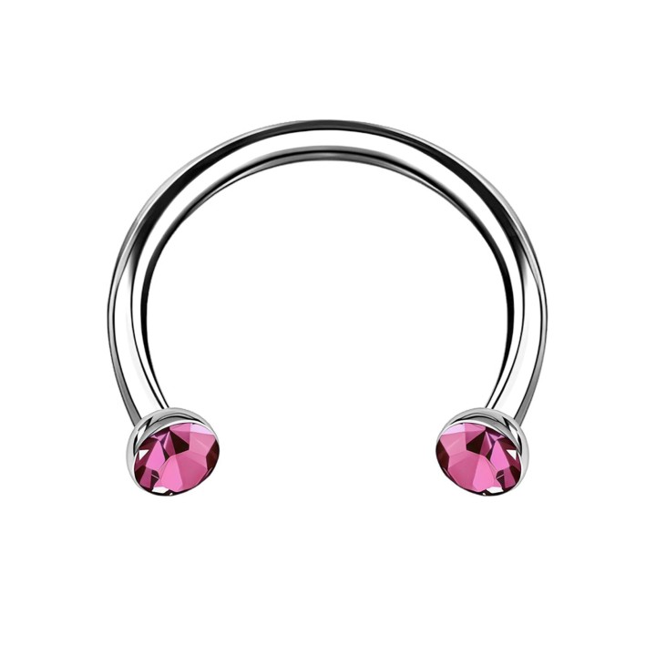 Eyebrow Piercing Circular Barbell Earring Daith Hoop Conch Ring - Pink / 16G / 08 mm