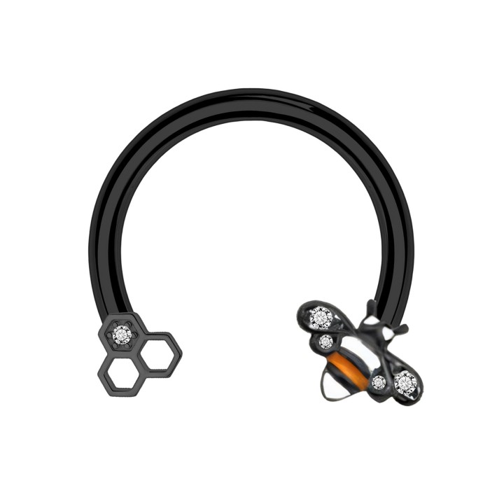 Helix Hoop Rook Earring Piercing Cartilage Jewelry - Black / 16G / 10 mm