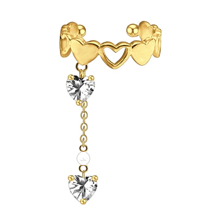 Fake Piercing Jewelry Wrap Around Cuff Dainty Clip Helix Jacket Minimalist Hoop - Gold