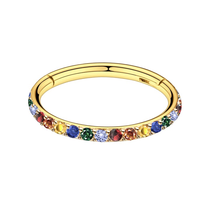 Piercing Tragus Nose Hoop Cartilage Huggie Rook Clicker - Gold / 16G / 08 mm