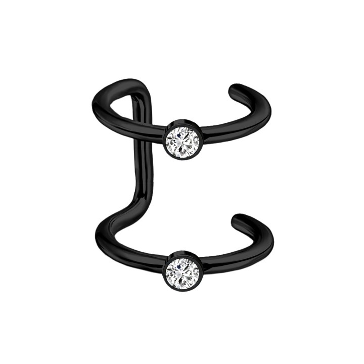 Conch Wrap Around Jewelry Minimalist Faux Piercing Hoop Ear Clip - Black