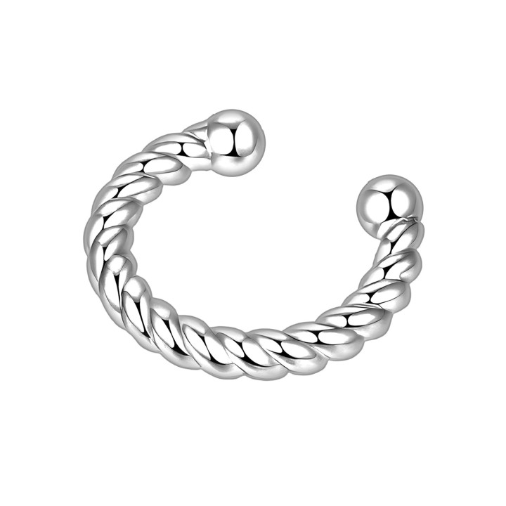 Faux Piercing Jewelry Minimalist Cuff Helix Hoop Dainty Wrap Around Clip - Silver