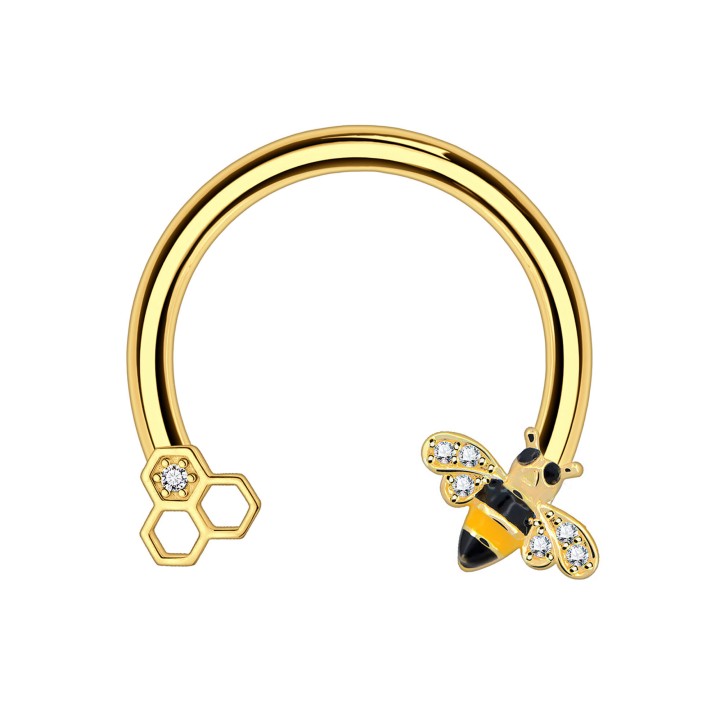 Nose Ear Piercing Circular Barbell Jewelry Horseshoe Earring Daith Hoop - Gold / 16G / 10 mm