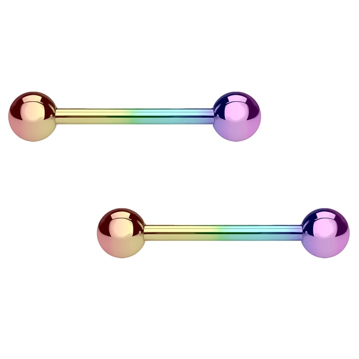 Nipple Jewelry Straight Barbell Adult Fetish - Rainbow / 14 mm