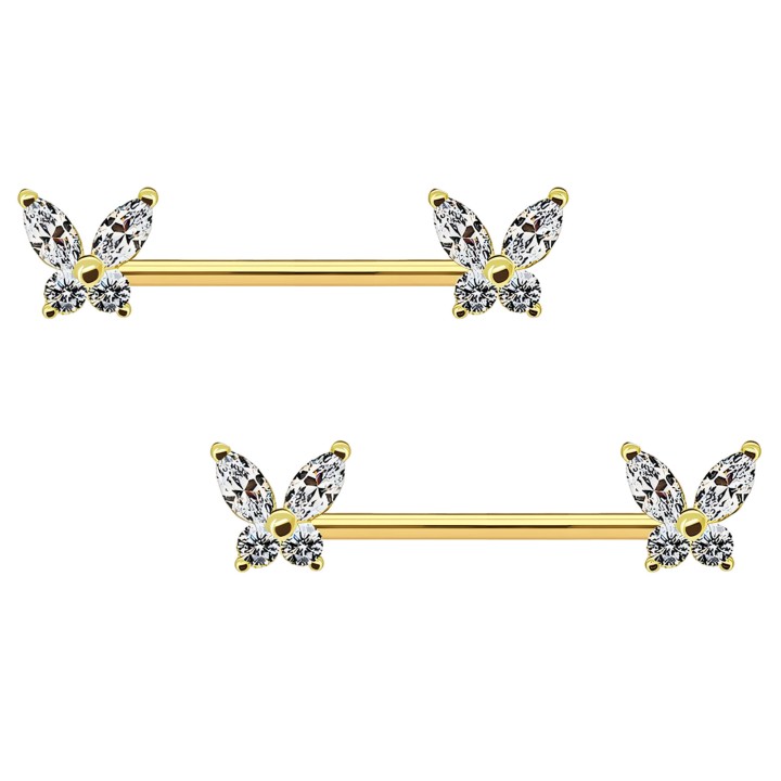 Nipple Piercing Bar Fetish Straight Barbell - Gold