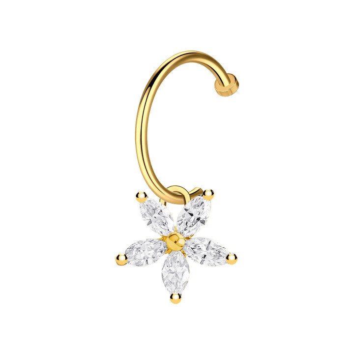 Faux Labret Piercing Clip-On Ring Lip Fashion Non-Piercing Ornament - Gold / 18G / 10 mm