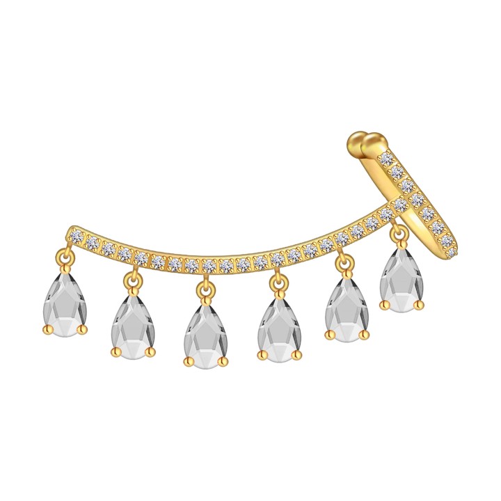 Conch Clip Minimalist Hoop Jewelry Non Pierced Wrap Fake Piercing Cuff - Clear