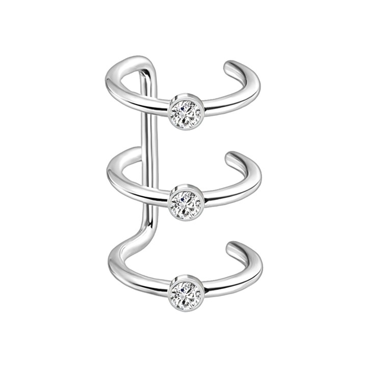 Cartilage Hoop Clip-On Cuff Minimalist Wrap Fake Piercing Ear Jewelry - Silver