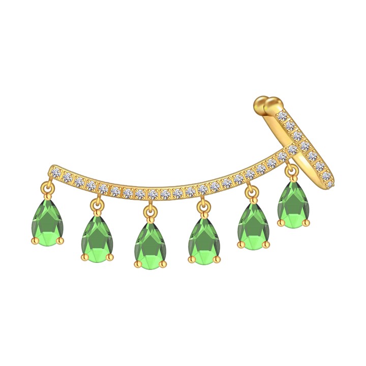 Cartilage Jewelry Dainty Hoop No Piercing Wrap Helix Cuff Faux Piercing Jacket - Green