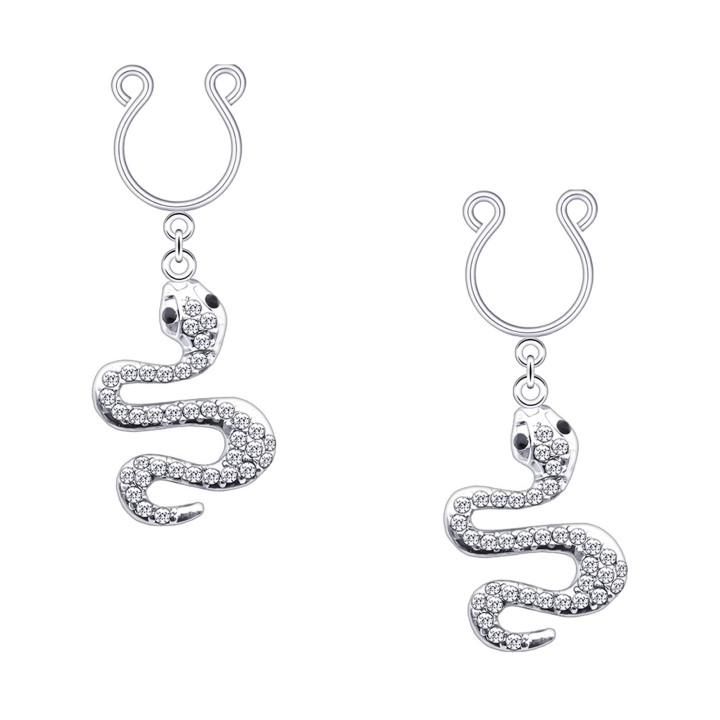 BDSM Erotic Jewelry Nipple Weights Sexy Piercing Fake Ring No Clips - Silver