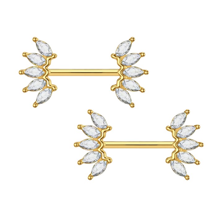 BDSM Erotic Piercing Bar Nipple Decor Intimate Sexy Jewelry - Gold